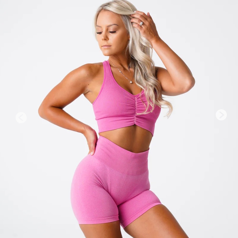 NVGTN Bubble gum cinched Sports bra worn twice